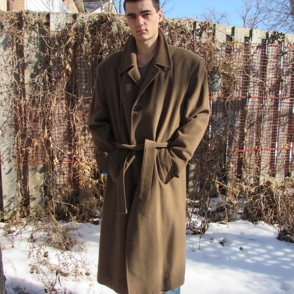 Cashmere Blend Men's Vintage Coat, Tessuto Italian - Picture 6 of 14
